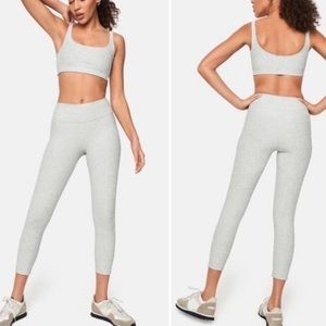 OUTDOOR VOICES WARMUP LEGGINGS WHITE GREY HEATHER HIGH RISE EXTRA SMALL